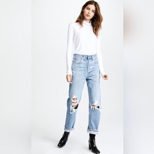 Agolde 90s Mid Rise Straight Fit Jeans Distressed in Fall Out Wash Size 27